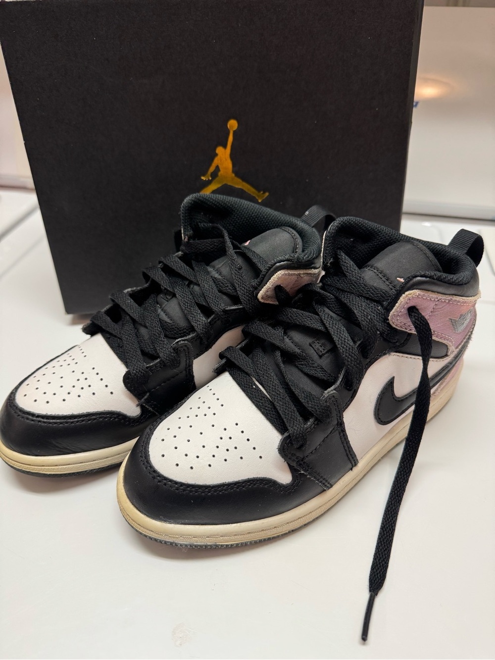 Jordan Kids Black, White & Pink Retro Low Sneakers